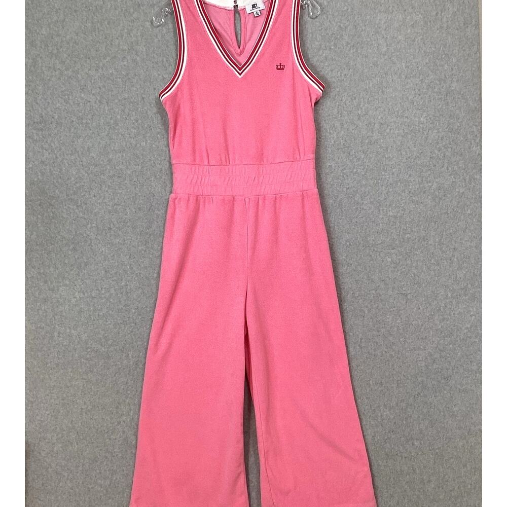 Juicy By Juicy Couture Y2K Crop Wide Leg Terry Cloth Jumpsuit Size M V Neck Pink - Picture 3 of 16